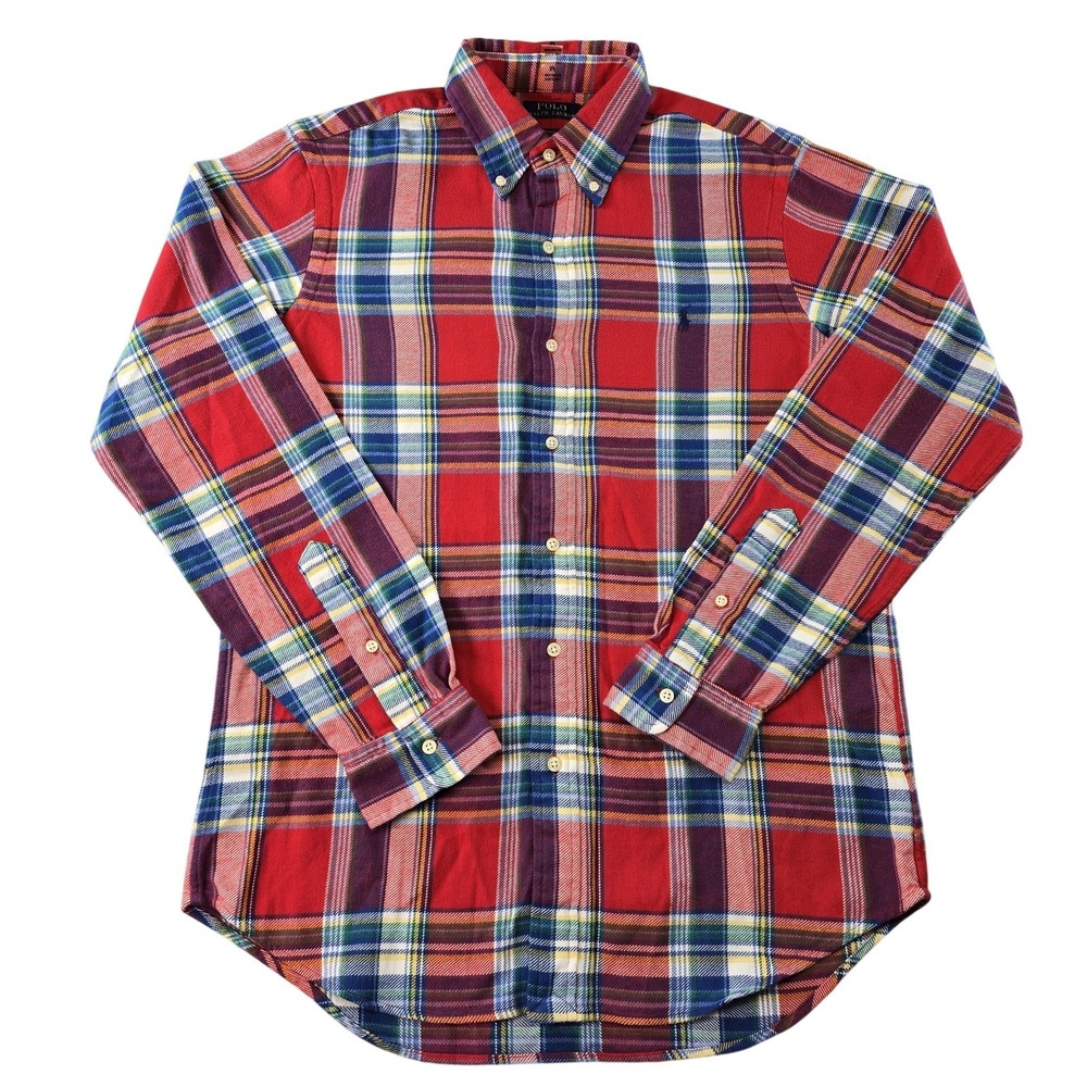 Polo Ralph Lauren‎ Shirt Mens M Red Flannel Classic Fit Button Up Long Sleeve
